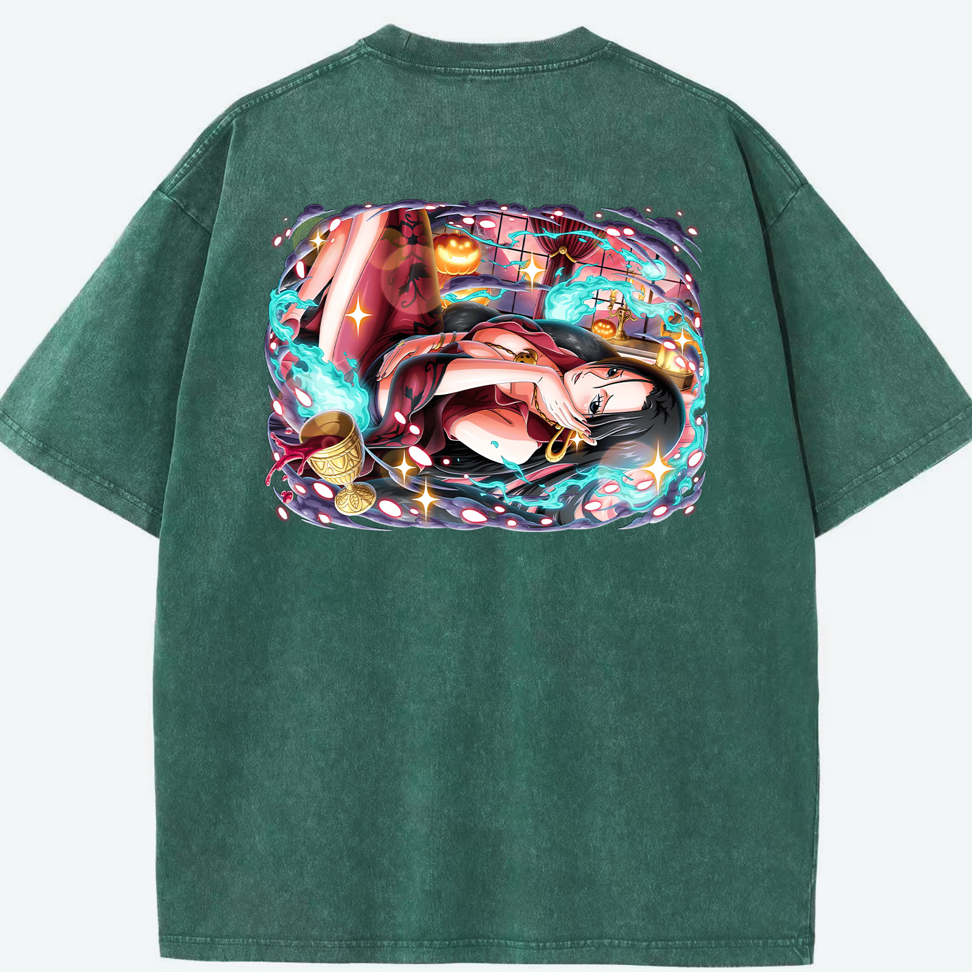 ワンピース ボア・ハンコック ONE PIECE Boa·Hancock 綿100% ヴィンテージ風 半袖Tシャツ（背面プリント）